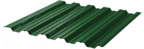 Профнастил полимер НС35 0,45 ТУ 1000/1060 ПЭ RAL6002 зеленый лист