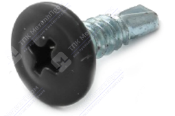 Саморез 4,2 16 CMM сверло с пресс-шайбой RAL9005 черный антрацит